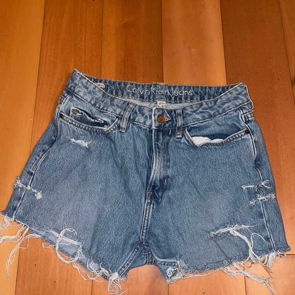 Calvin Klein Distressed Blue Jean Shorts